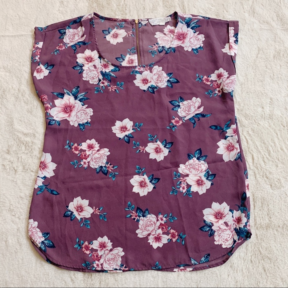 Pink Republic Mauve Floral Blouse - Size: Medium